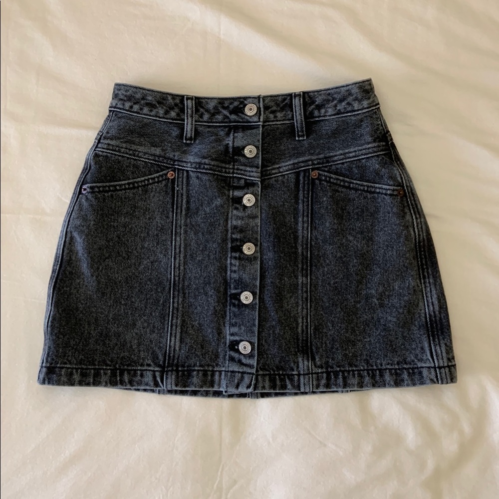 Black Washed Denim Skirt